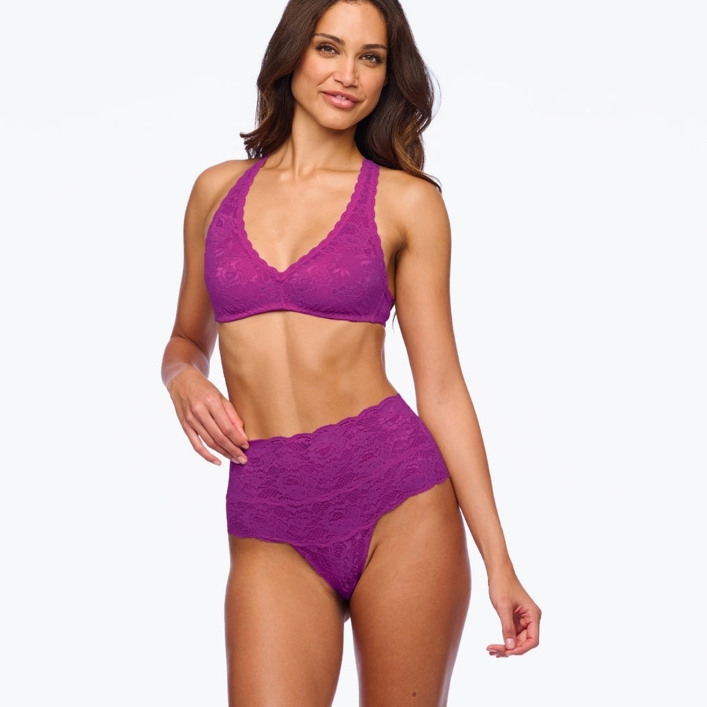 Cosabella Never Say Never Racie Lace Racerback Bralette in Swiss Beet | Large - Picture 5 of 9